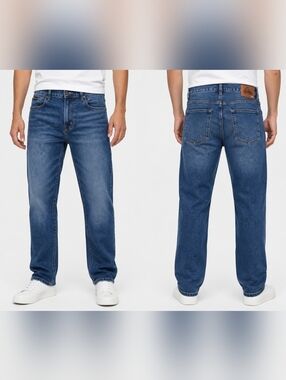 Quiksilver Mens Jeans Size 34x32 Blue Denim Straight Fit Stretch Casual Skate Su